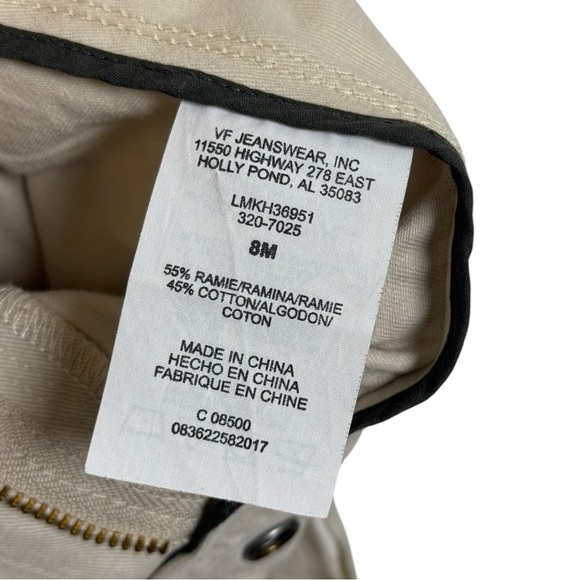 Vintage Y2K Lee Riveted Capris Size 8 Neutral Tan Khaki Ramie Cotton - Picture 7 of 8